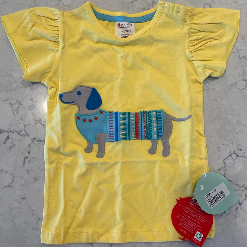 Organic cotton Piccalilly wiener dog tee NWT